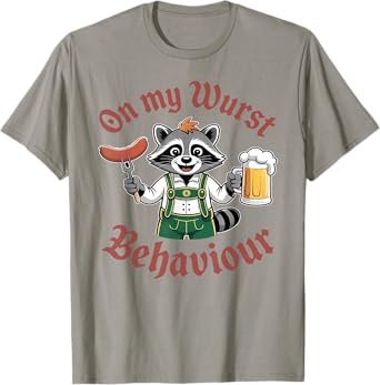 Oktoberfest On My Wurst Behavior Raccoon Beer German Men T-Shirt