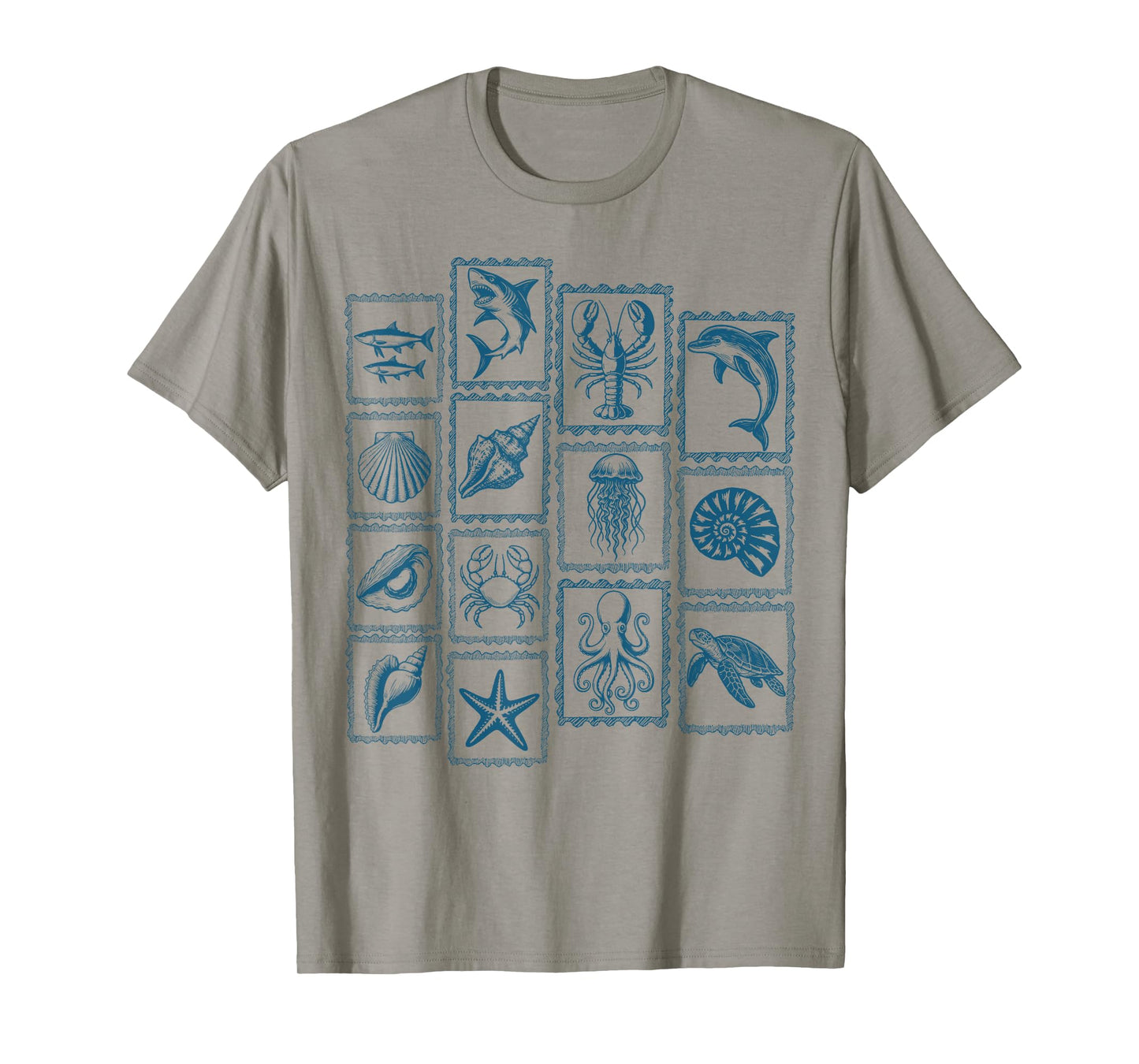 Ocean Wildlife Vintage Shark Turtle Octopus Dolphin Beach T-Shirt