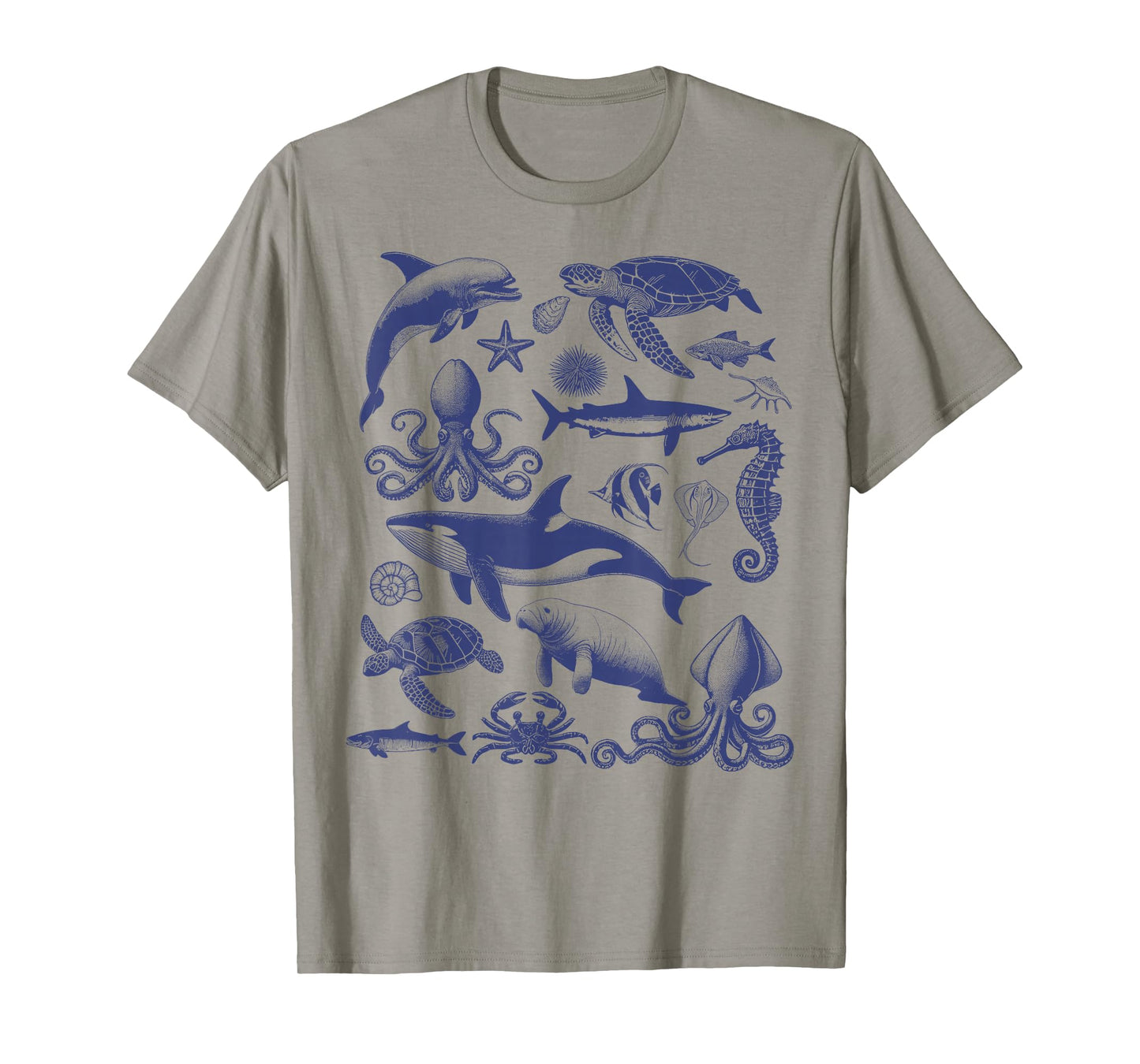 Ocean Wildlife Vintage Shark Turtle Octopus Graphic T-Shirt