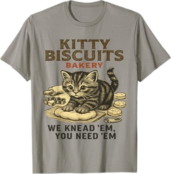 Kitty Biscuits Bakery Funny Cat baking for cat lover men wom T-Shirt