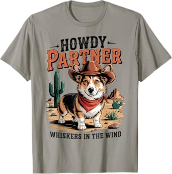 Howdy Partner Cowboy Corgi Vintage Gifts For Men Women Kid T-Shirt