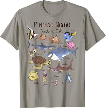 Disney Pixar Finding Nemo Guide To Fish Textbook Sketches T-Shirt