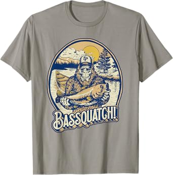 Giant Step Design Co. Bassquatch! Bass Fisherman Sasquatch Funny Bigfoot Fishing T-Shirt