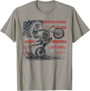 Dirt Bike American Flag Motocross T-Shirt