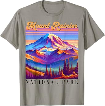 Mt. Rainier National Park Mountain Art Souvenir T-Shirt