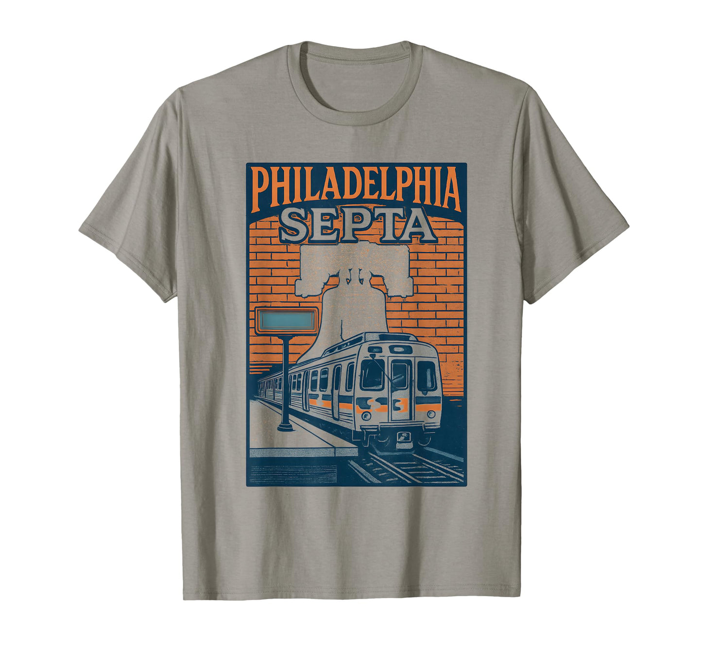 Philadelphia Septa Train Retro Transit Liberty Bell Artwork T-Shirt