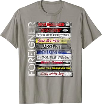 Foreigner Classic Hits Cassette Boxes Stacked Distressed T-Shirt