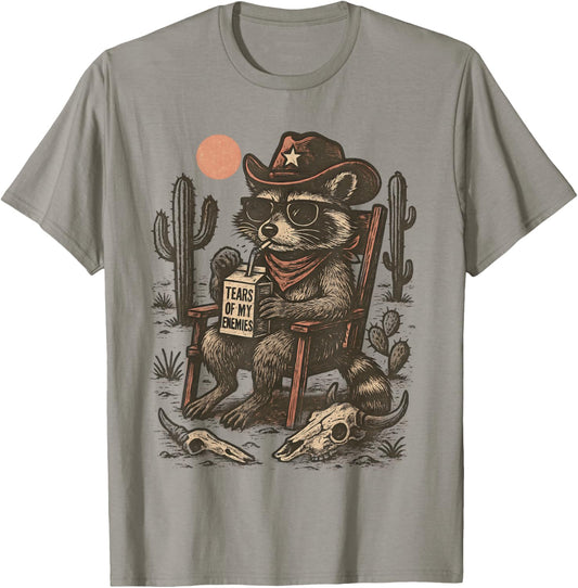 Country Cowboy Raccoon Rodeo Cowgirl Funny Western Texas T-Shirt