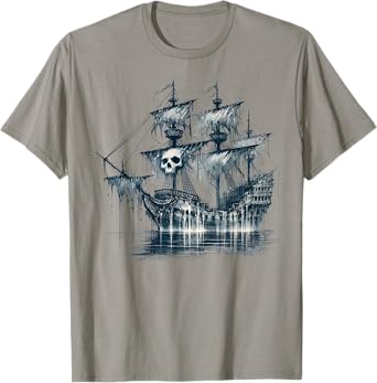 Cool Ghost Ship with Skull Argh Pirate T-Shirt