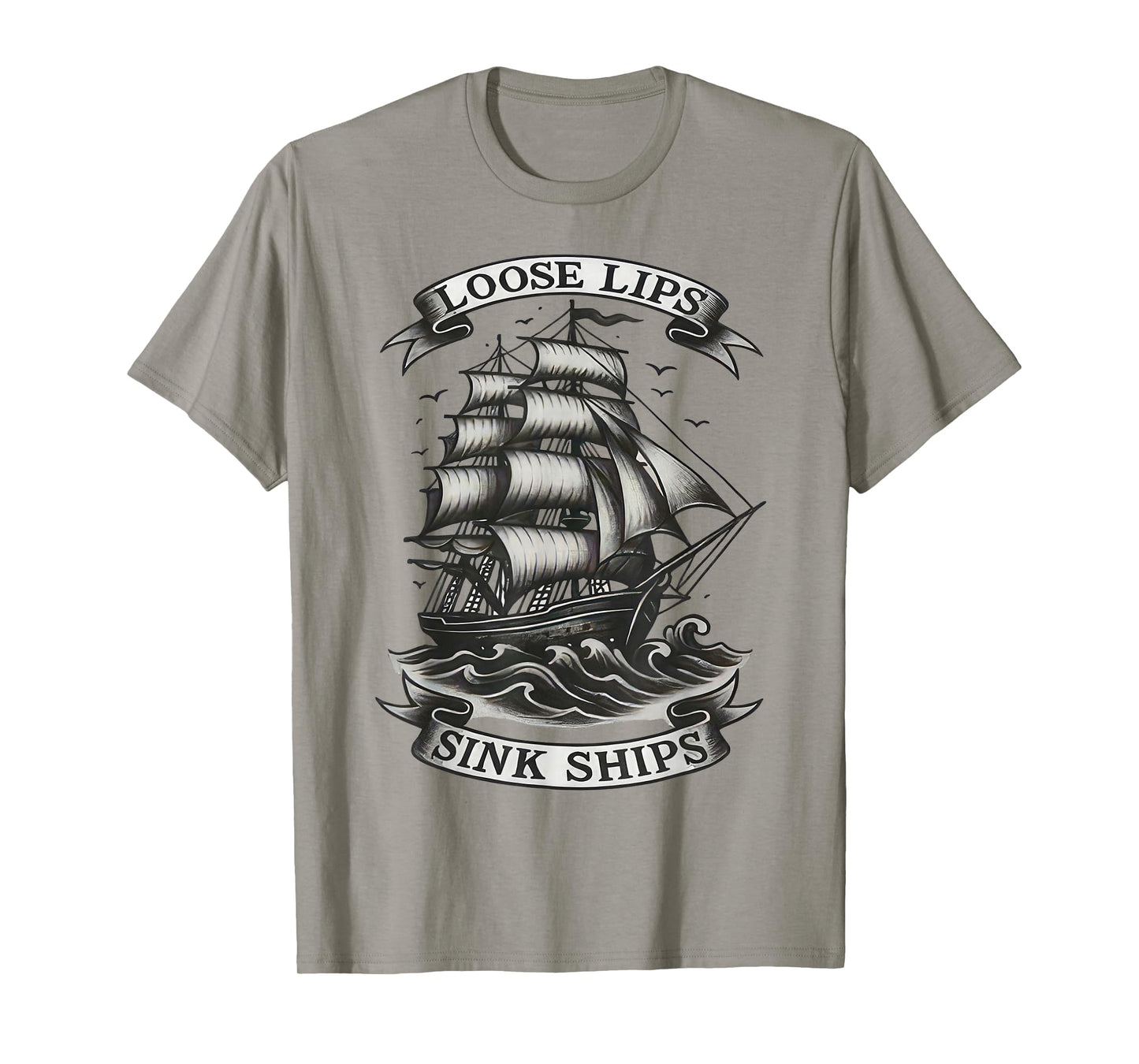 Vintage Loose Lips Sink Ships Traditional Nautical Sailor T-Shirt