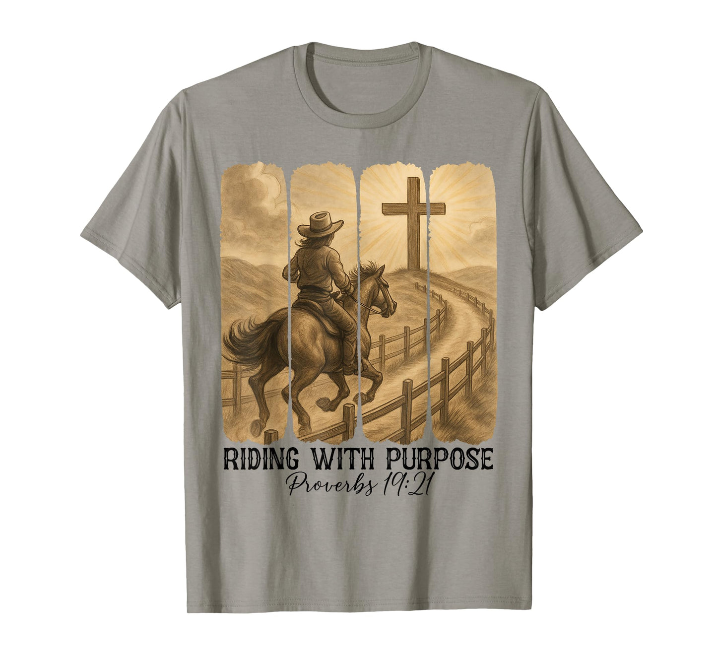 Christian Religious Riding With Purpose Western Cowboy Faith T-Shirt