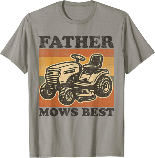 Retro Father Mows Best - Funny Father's Day Dad T-Shirt