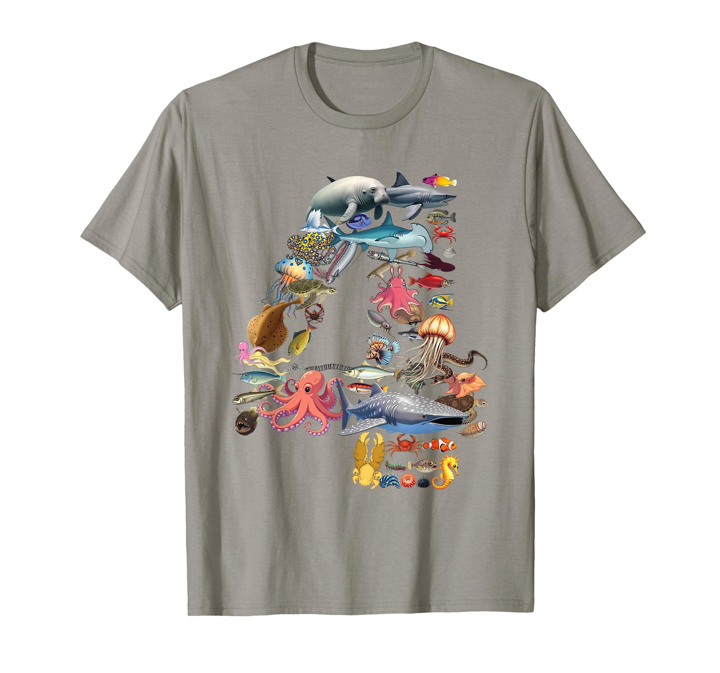 4 Years Old 4th Birthday Sea Ocean Animals Figures Number 4 T-Shirt