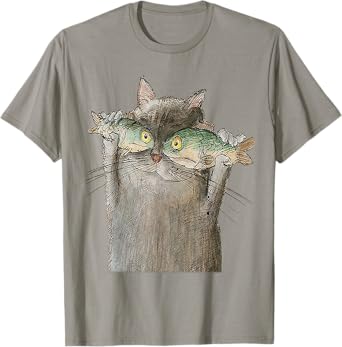 Vintage Cute Cat Fish Art Eyes - Fish - Kitten Lover Men Women T-Shirt