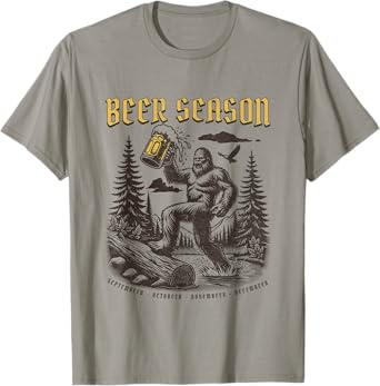 Funny Beer, Funny Big Foot Sasquatch Drinking, Beer Season T-Shirt