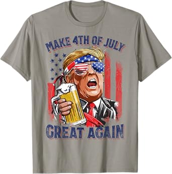 Make 4th Of July Great Again Funny Trump Men Drinking Beer T-Shirt