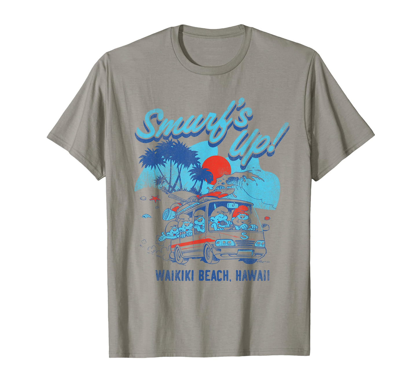 The Smurfs Smurf's Up Retro Waikiki Beach Van Travel Cartoon T-Shirt