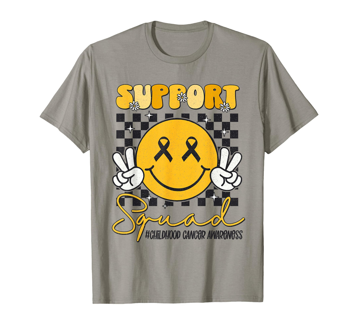 Childhood Cancer Awareness Smile Face Gold Ribbon Support T-Shirt