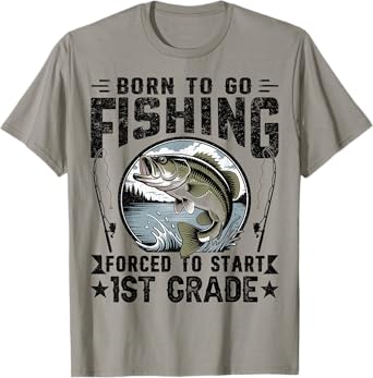 Born to Go Fishing 1st Grade Fisherman Boy Kids Fishing T-Shirt