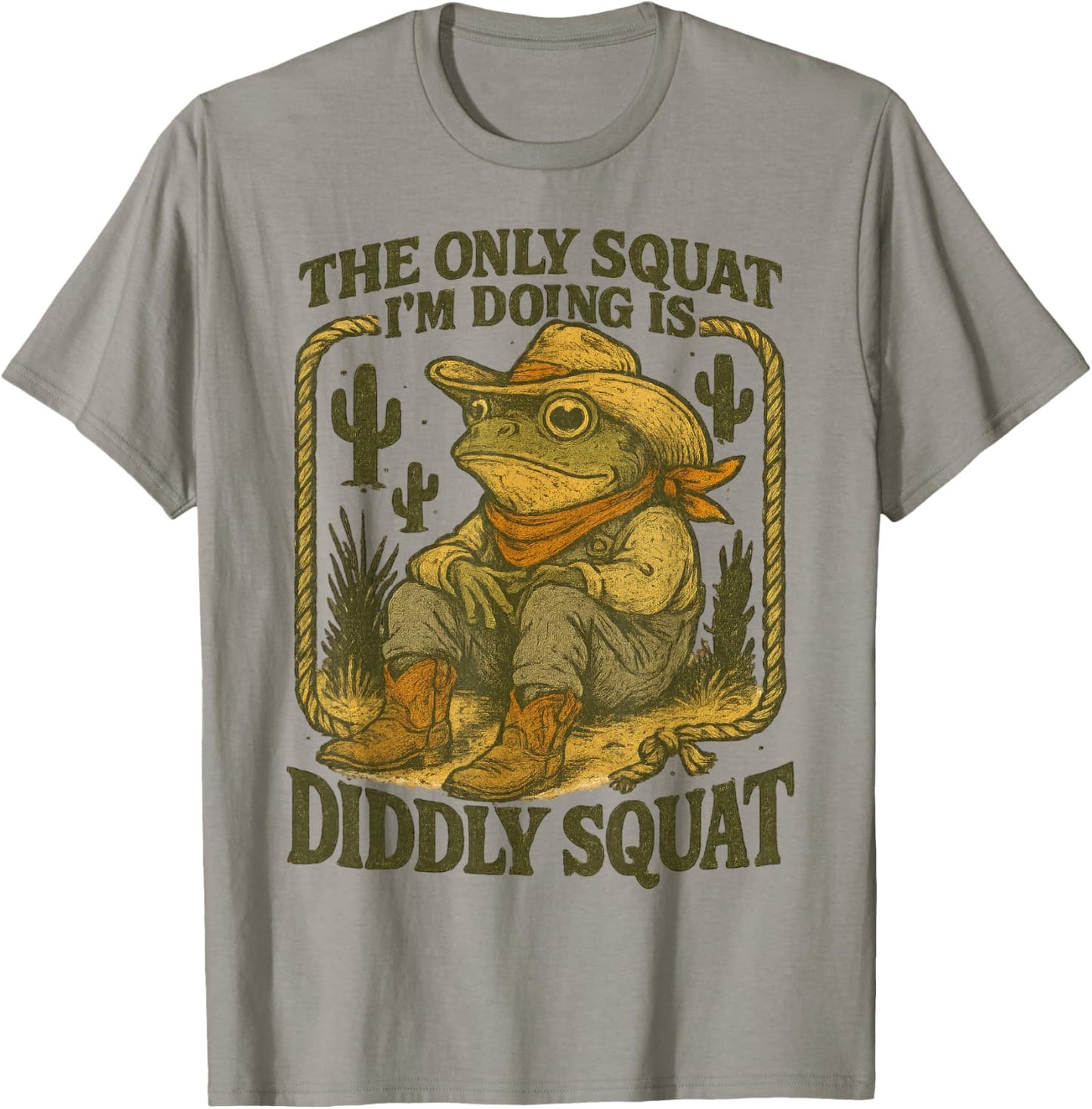 Country Cowboy Frog Rodeo Cowgirl Funny Western Diddly Squat T-Shirt