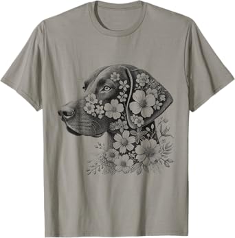 Floral German Shorthaired Pointer GSP Dog Flower Design Idea T-Shirt