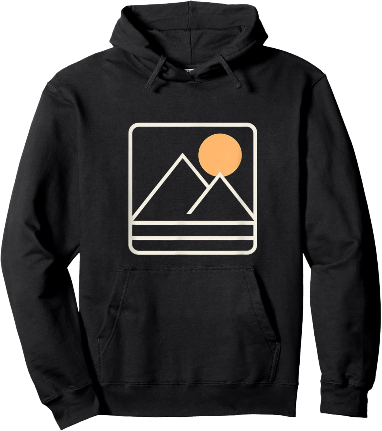 Mountain Sunrise - Minimalist Retro Nature Graphic Tee T-Shirt Hoodie - Hoodie | Black