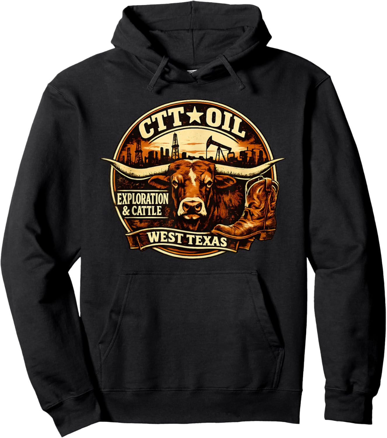 CTT Oil Exploration & Cattle Company Texas T-Shirt - Hoodie | Black