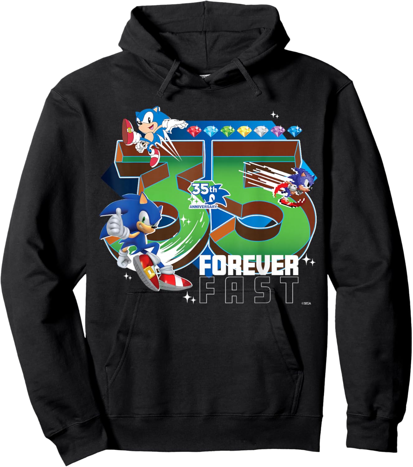 Sonic The Hedgehog 35th Anniversary Forever Fast Legacy T-Shirt - Hoodie | Black