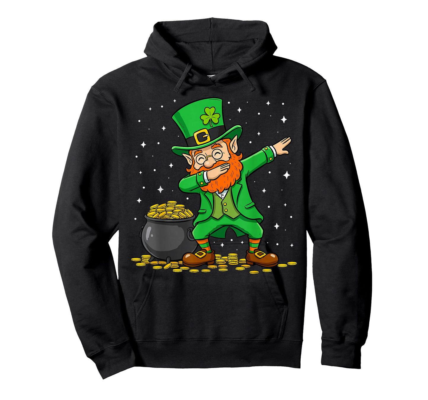 Dabbing Leprechaun Dab Dance St Patricks Day Men Women Boys T-Shirt - Hoodie | Black