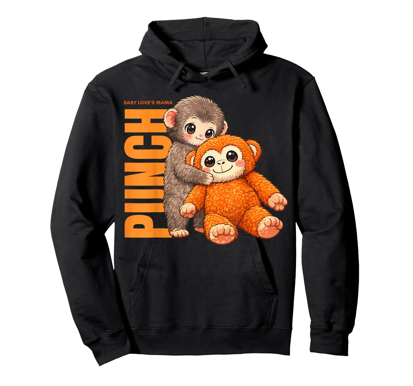 Cute Baby's Love Mama Punch Monkey T-Shirt - Hoodie | Black