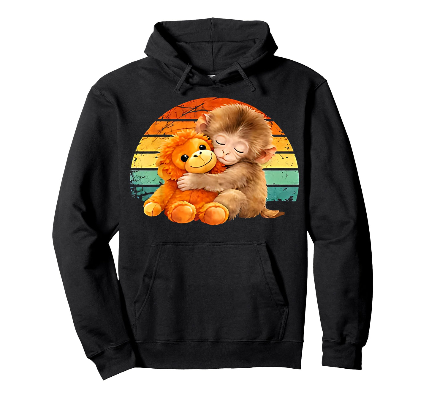 Retro Vintage Baby Monkey Punch T-Shirt - Hoodie | Black