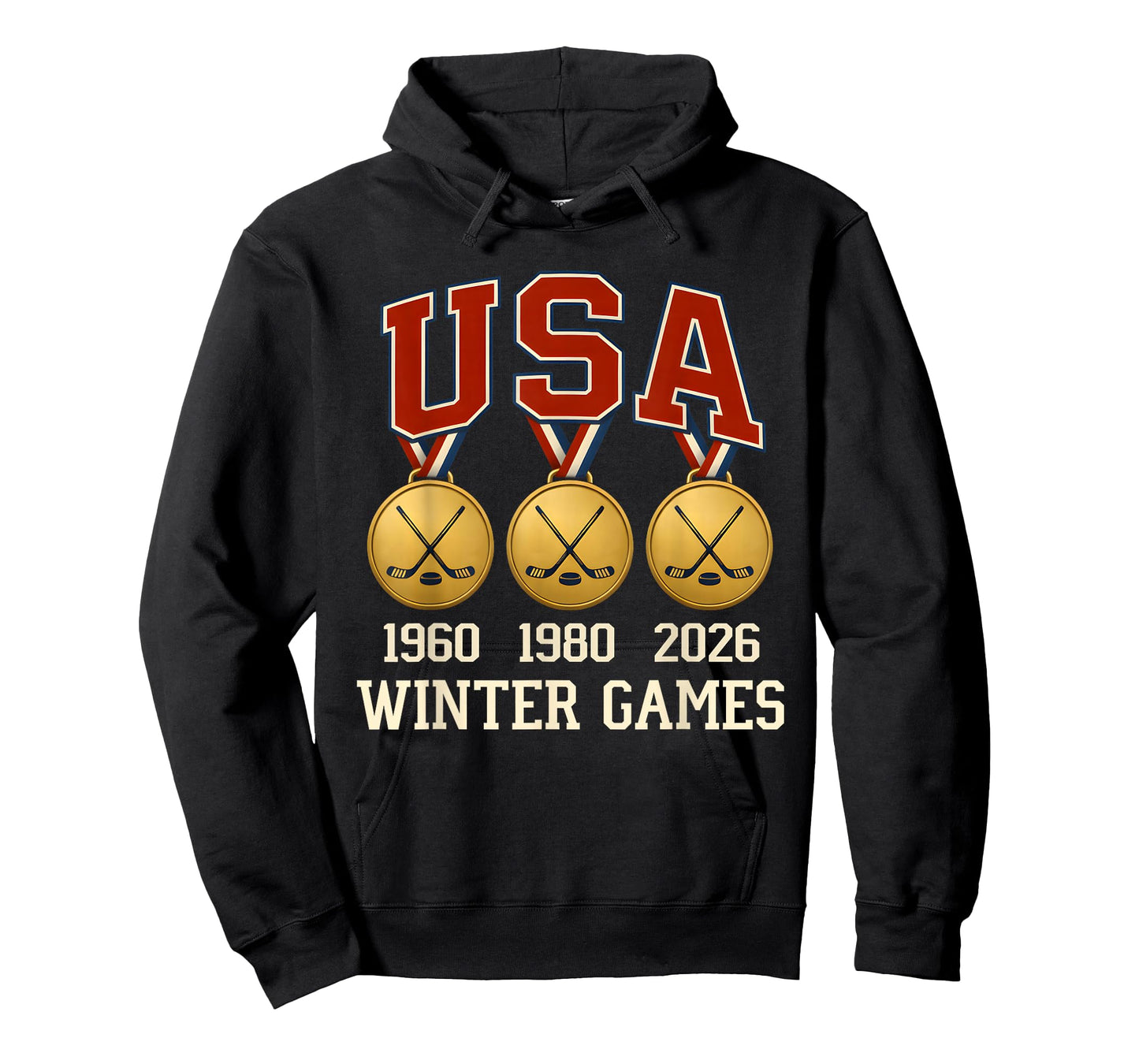 Ice Hockey 2026 Sticks US Flag Patriotic Player Men Boys Kid T-Shirt - Hoodie | Black