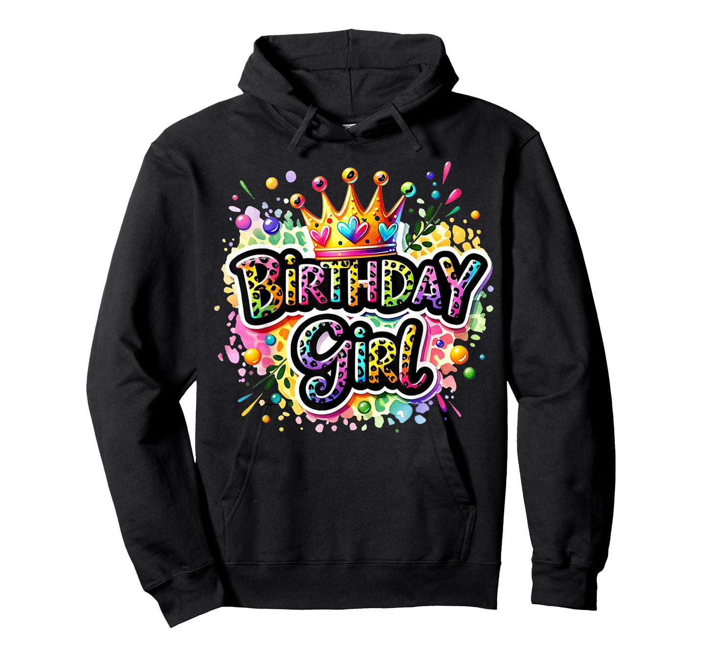 Birthday Girl Leopard Colorful Queen Crown Bday Party Family T-Shirt