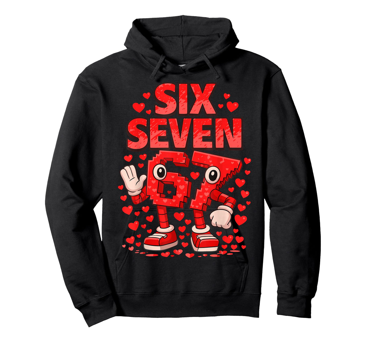 Kids Meme 67 Six Seven 6 7 Valentine Heart T-Shirt - Hoodie | Black