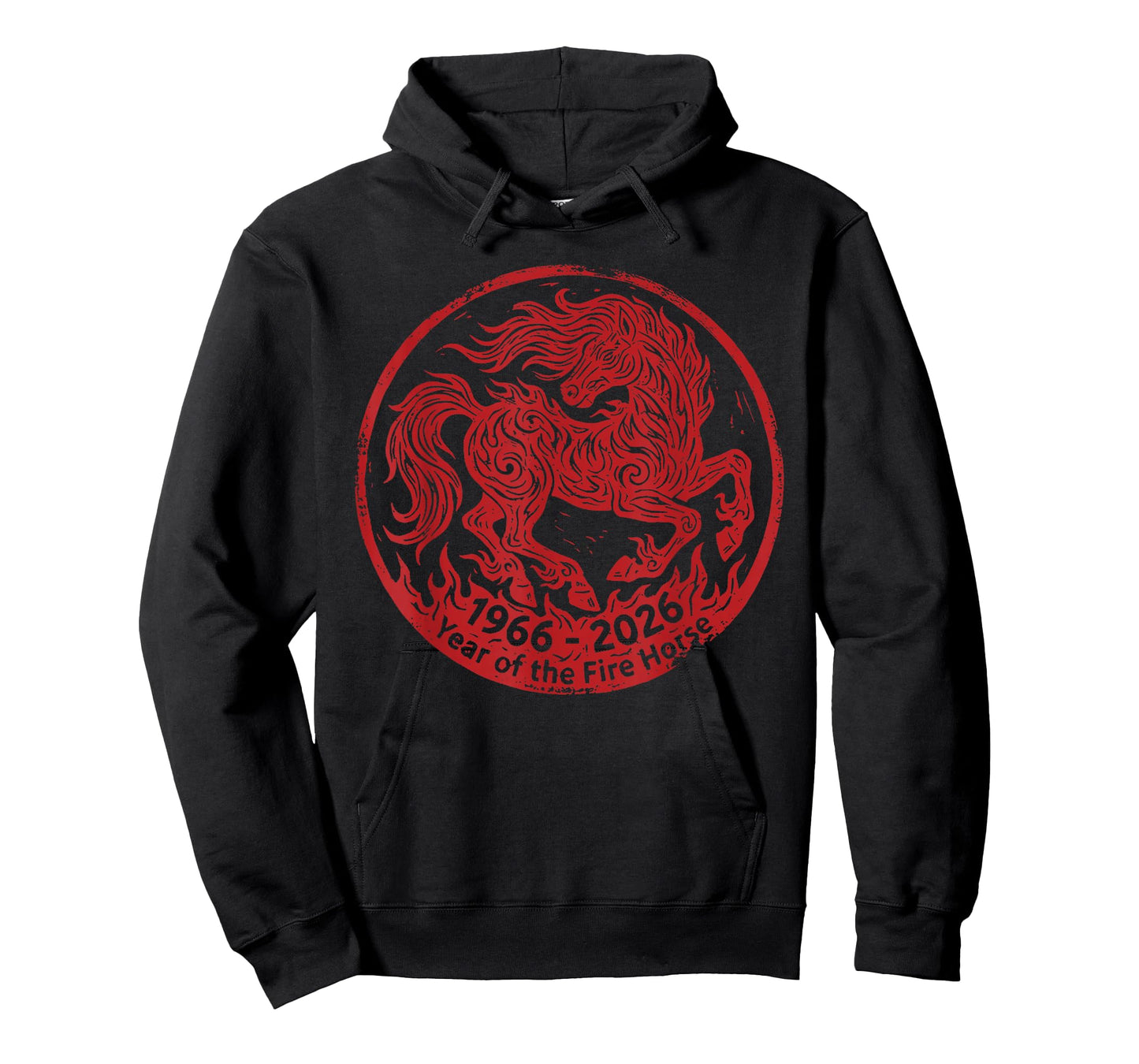 1966 2026 Year of The Fire Horse 60th Birthday Zodiac T-Shirt - Hoodie | Black