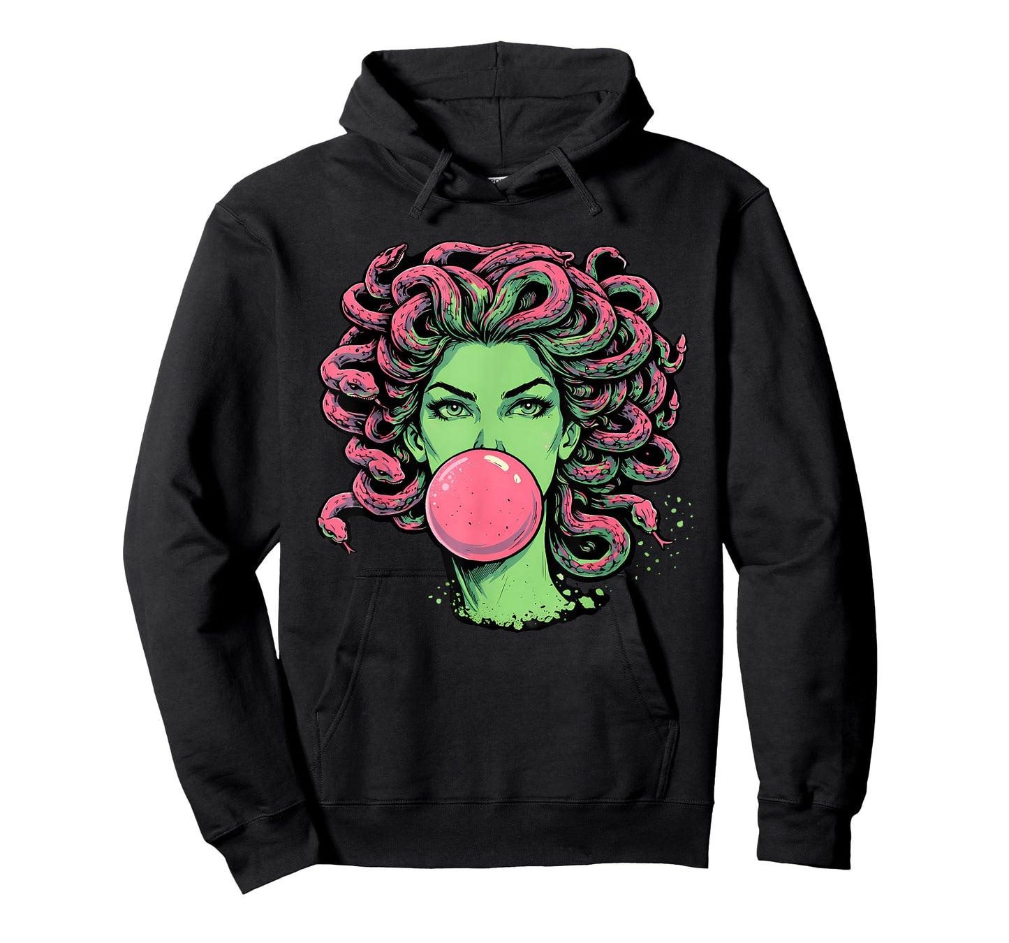 Medusa Bubblegum Greek Mythological Snake Hair Goddess T-Shirt - Hoodie | Black