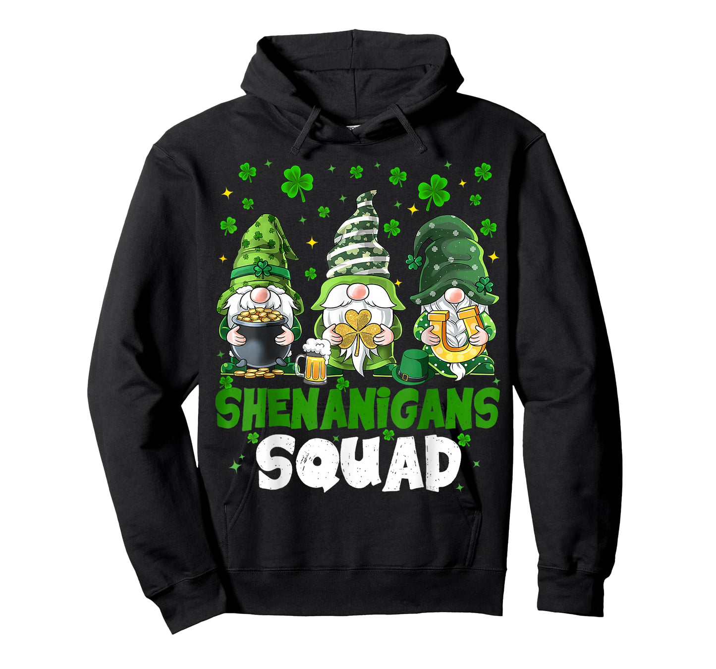 St Patricks Day Gnomes Shenanigans Squad Saint Pattys Women T-Shirt - Hoodie | Black