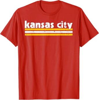 KC Tee Kansas City Retro Vintage Distressed 3 Stripes RED KC T-Shirt