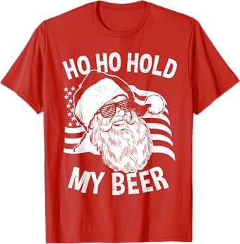 Christmas In July Shirt | Hipster Santa Ho Ho Hold My Beer T-Shirt