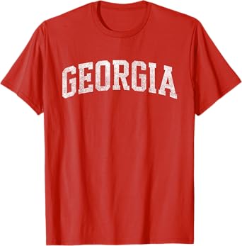Georgia GA Vintage Athletic Sports Design Red Text T-Shirt