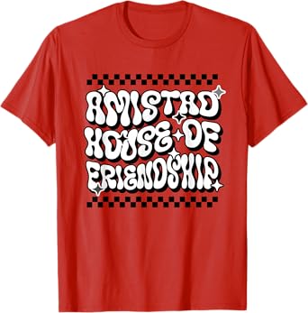 AMISTAD House Of Friendship Red Retro Groovy Social AMISTAD T-Shirt