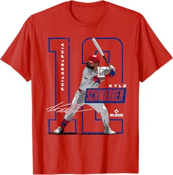 License Champs Kyle Schwarber | Philadelphia Baseball Players | MLBSWB3002 T-Shirt, Small, Red