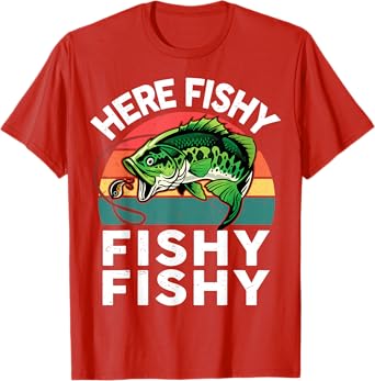 Funny Here-Fishy Kids Toddler Youth Boy Women Bass Fishing T-Shirt