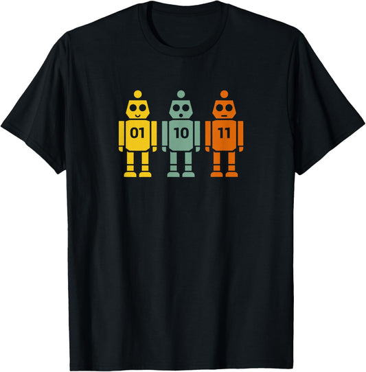 01 10 11 Robot T-Shirt - T-Shirt | Black