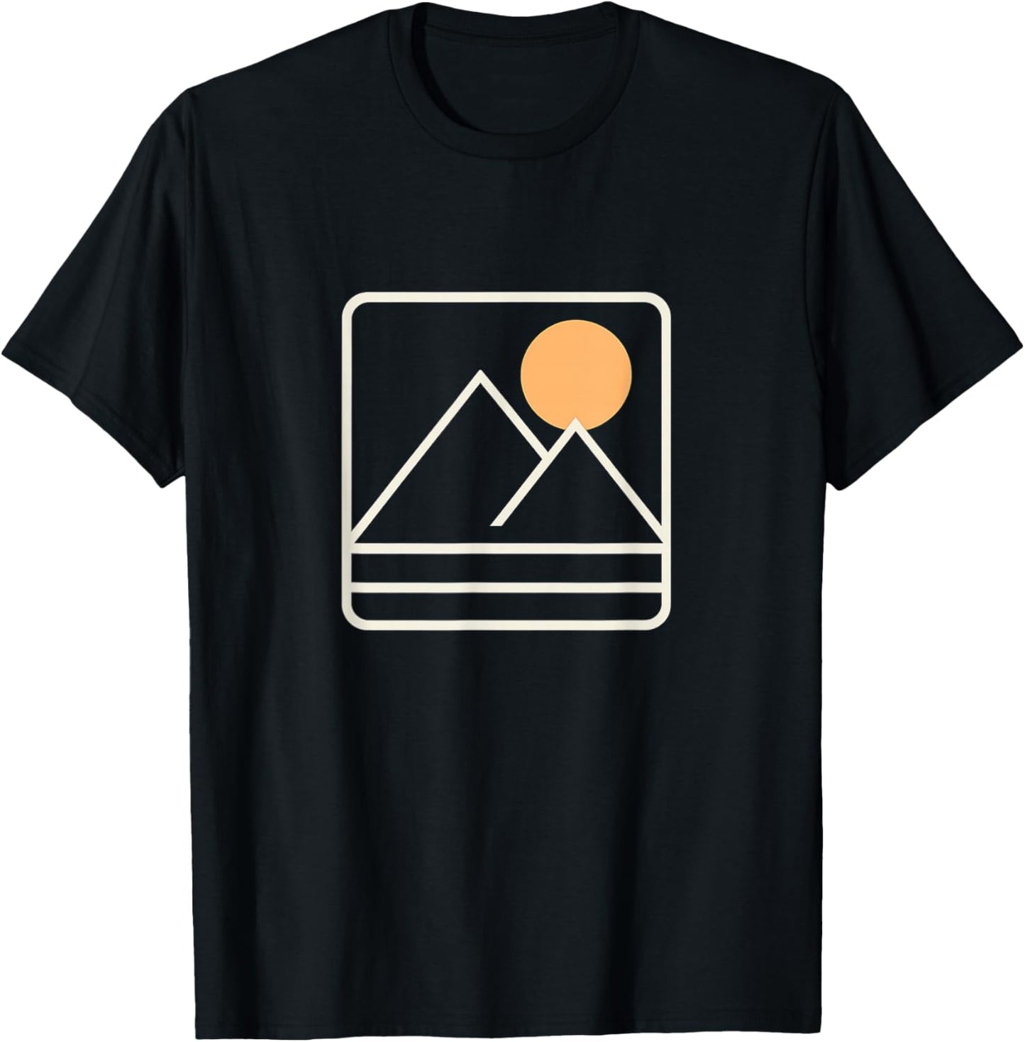 Mountain Sunrise - Minimalist Retro Nature Graphic Tee T-Shirt T-Shirt - T-Shirt | Black