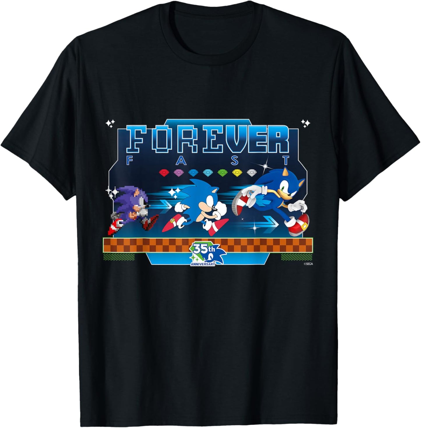 Sonic The Hedgehog 35th Anniversary Forever Fast Evolution T-Shirt - T-Shirt | Black