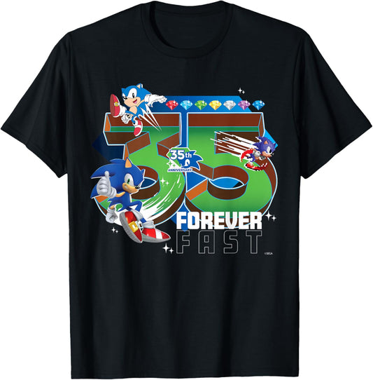 Sonic The Hedgehog 35th Anniversary Forever Fast Legacy T-Shirt - T-Shirt | Black