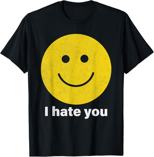 I Hate You Smile Face T-Shirt - T-Shirt | Black