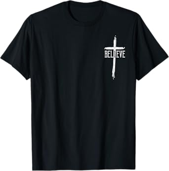 Christian I Believe Cross Pocket Jesus Faith Men Women Kids T-Shirt