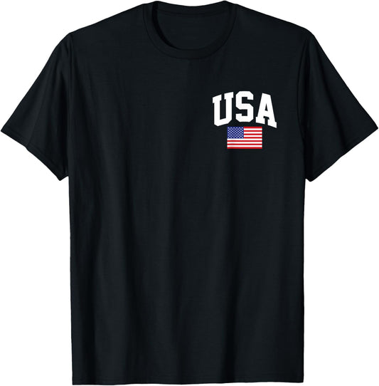 American Flag Stars Stripes 4th of July Patriotic USA Pocket T-Shirt
